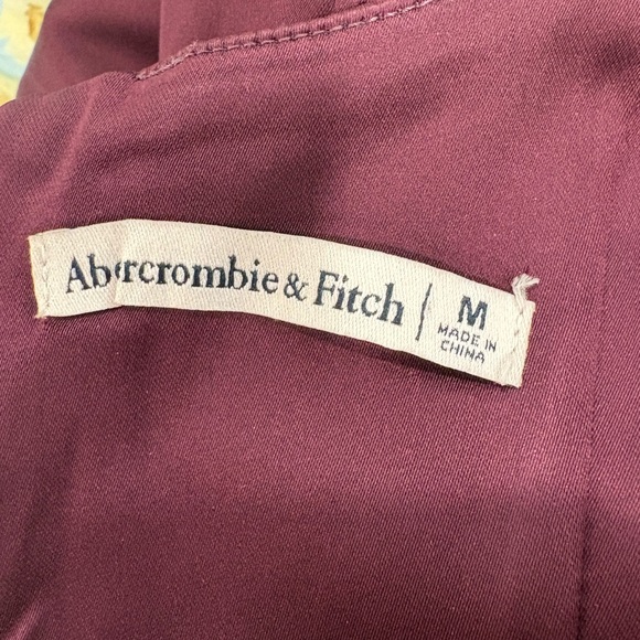 Abercrombie & Fitch Satin Burgundy Midi Dress - Picture 6 of 6